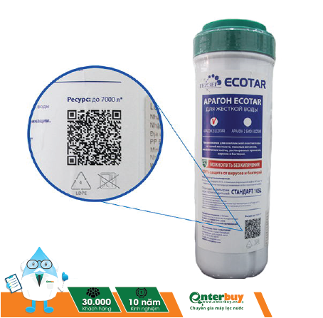Lõi lọc Aragon Ecotar làm mềm nước, diệt sạch vi khuẩn, loại bỏ tạp chất