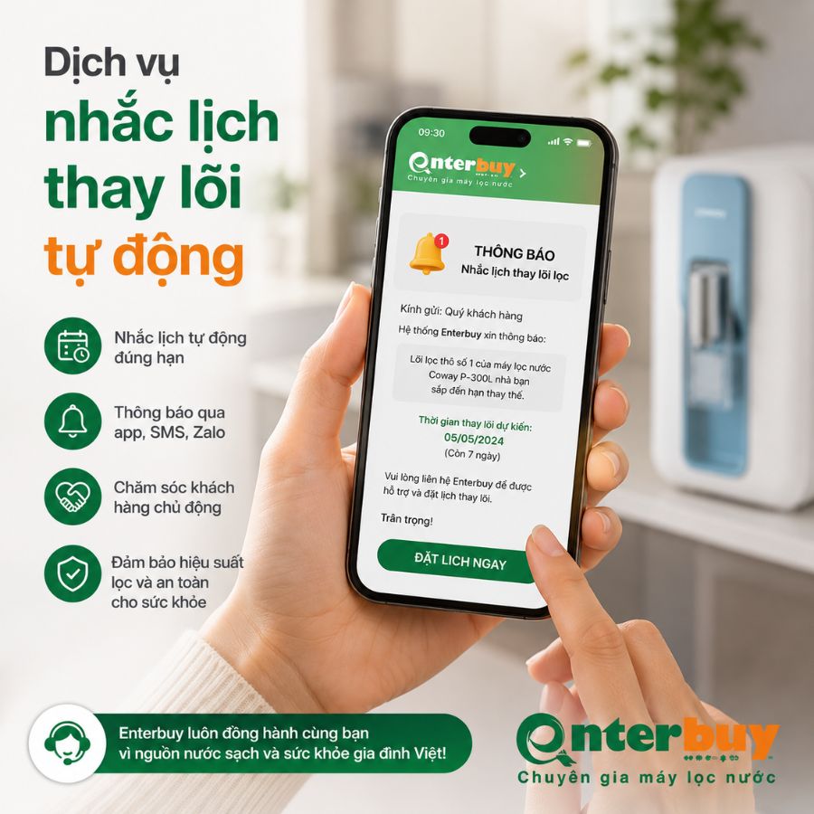 Dịch vụ nhắc lịch thay lõi tự động