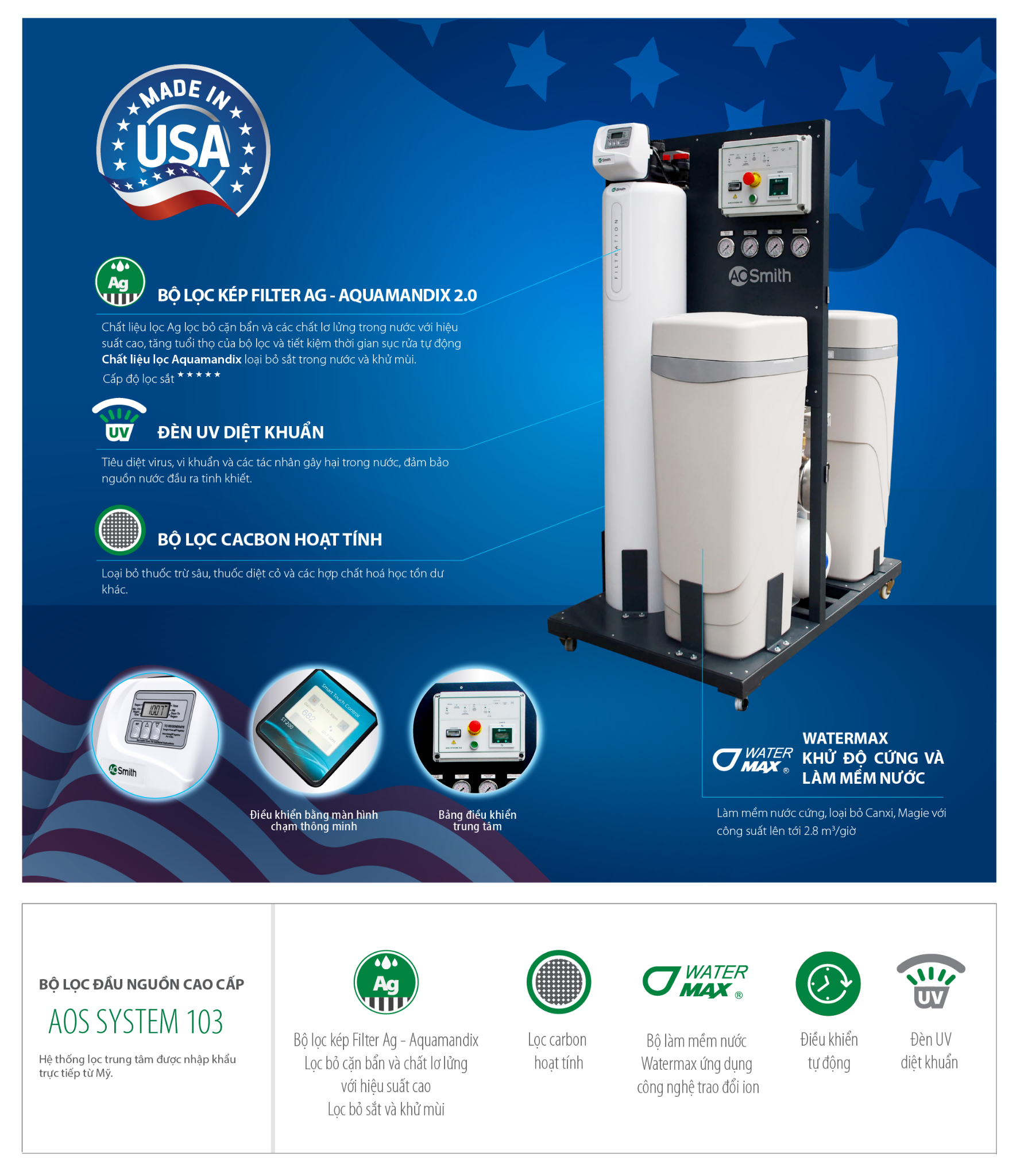 Hệ thống lọc nước đầu nguồn AOS System 103 chính hãng từ Mỹ