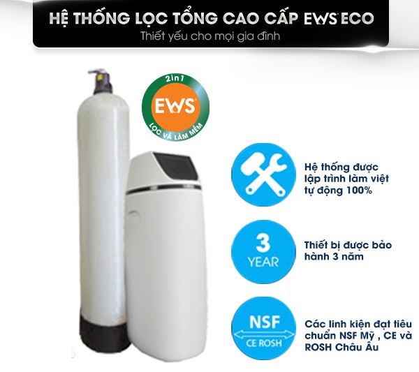 Hệ thống lọc tổng cao cấp EWS ECO 2in1 tối ưu cho gia đình
