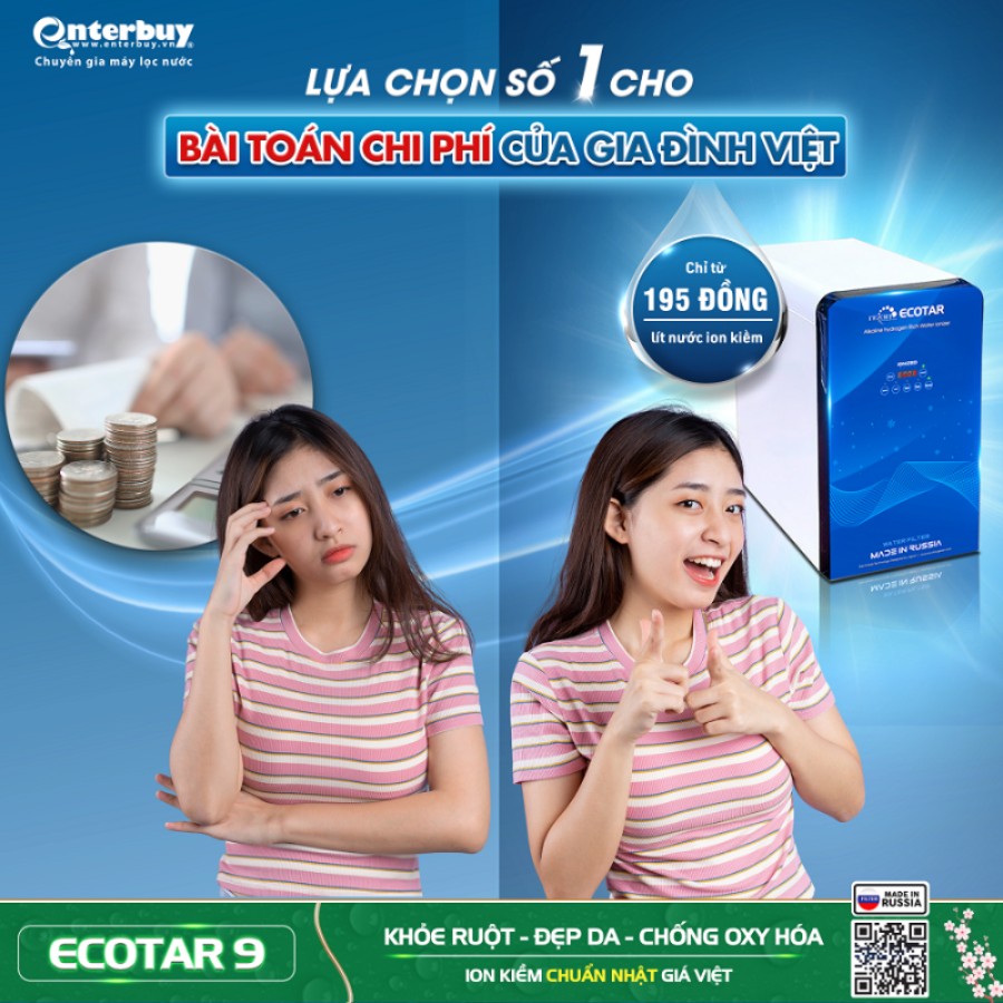 Không chỉ giá máy, máy lọc nước ion kiềm Geyser Ecotar 9 có chi phí sử dụng hợp lý với người dân Việt