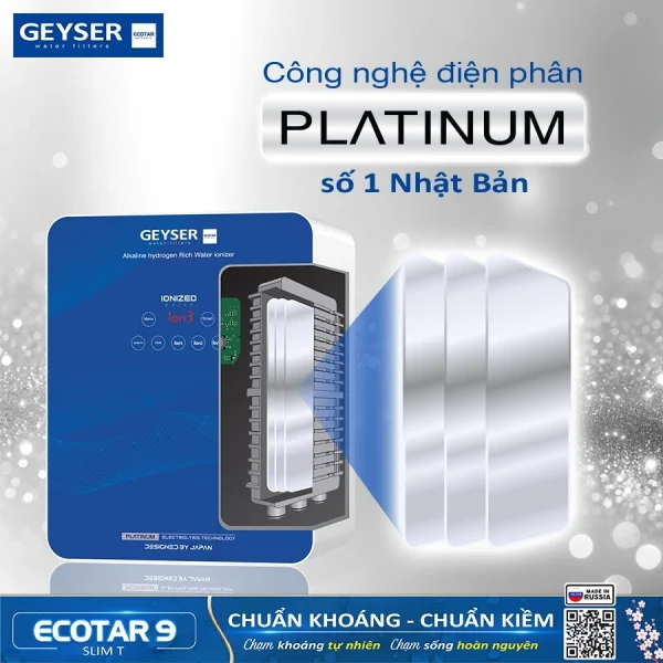 Công nghệ điện phân chuẩn Nhật vượt trội của máy Geyser Ecotar 9 SLim T