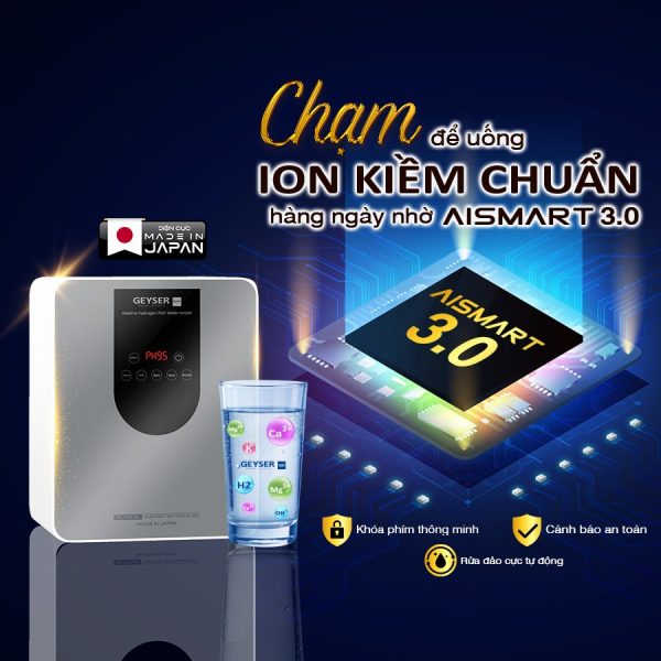 Công nghệ AISMART 3.0 của Geyser Ecotar 9 Pro giúp kiểm soát nồng độ kiềm chuẩn