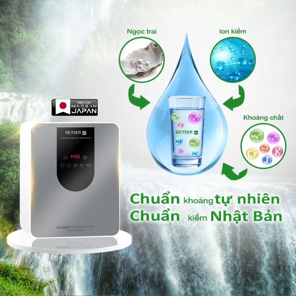 Máy lọc nước ion kiềm Geyser Ecotar 9 Pro tạo nước giàu kiềm, hydro và khoáng thể ngọc trai