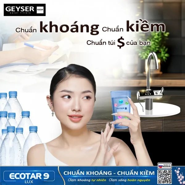 Chi phí tạo nước kiềm từ máy Geyser Ecotar 9 Lux khá phải chăng