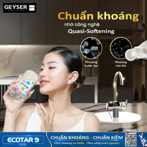 Máy lọc nước ion kiềm Geyser Ecotar 9 Lux tạo nước giàu khoáng dễ hấp thụ cho cơ thể