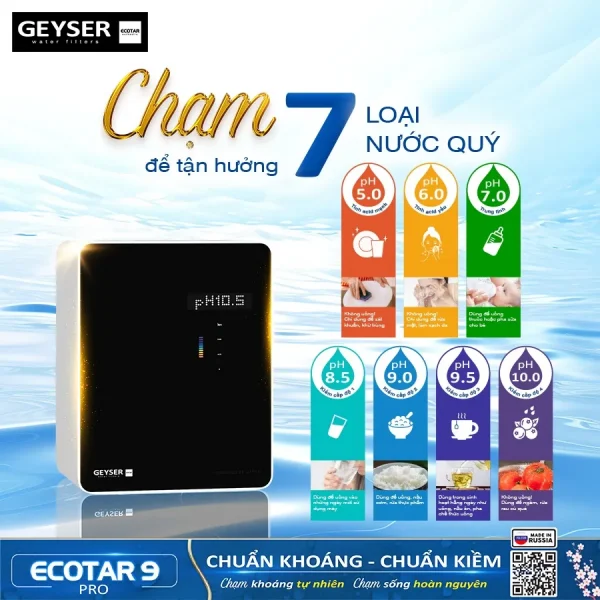 7 chế độ nước quý của máy lọc nước ion kiềm Geyser Ecotar 9 Pro