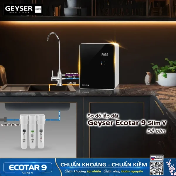 Lắp đặt máy lọc nước ion kiềm Geyser Ecotar 9 Slim V để bàn