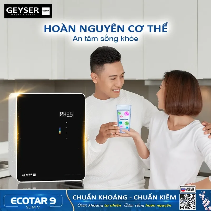 Máy lọc nước ion kiềm giàu hydro Geyser Ecotar 9 Slim V