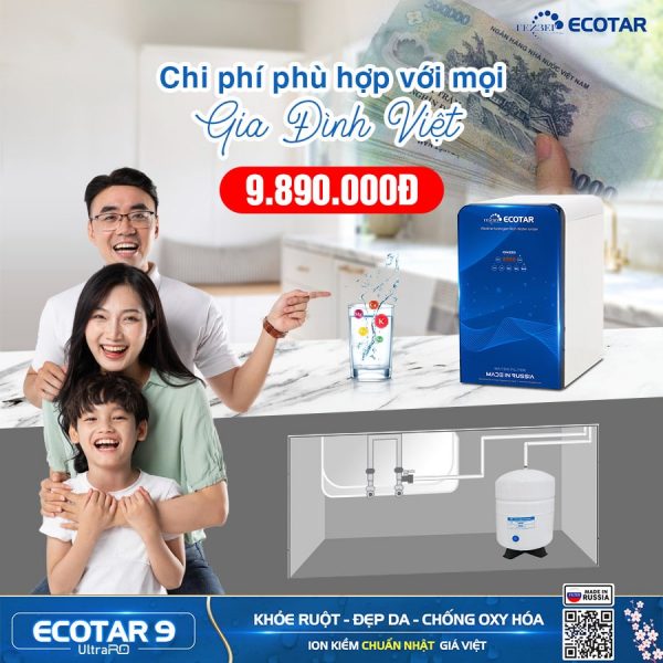 Chi phí tối ưu của máy lọc nước ion kiềm Geyser Ecotar 9 UltraRO