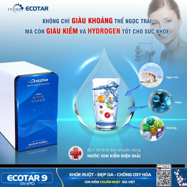 Máy lọc nước ion kiềm Geyser Ecotar 9 UltraRO tạo nước giàu vi khoáng tốt