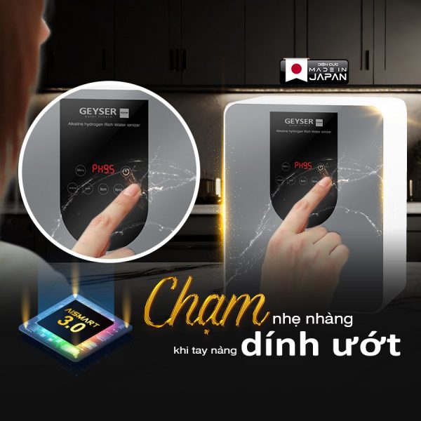 Tính năng chạm khi tay dính ướt của Geyser Ecotar 9 Pro