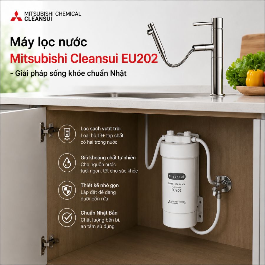 Máy lọc nước Mitsubishi Cleansui EU202 - Giải pháp sống khỏe chuẩn Nhật