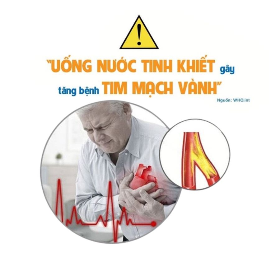 Sử dụng nước tinh khiết lâu ngày gây bệnh tim mạch vành