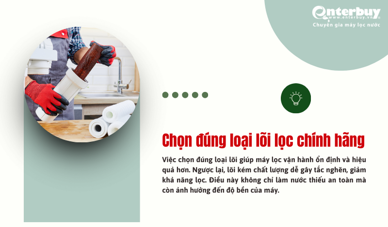 Thay đúng lõi lọc chính hãng để đảm bảo chất lượng
