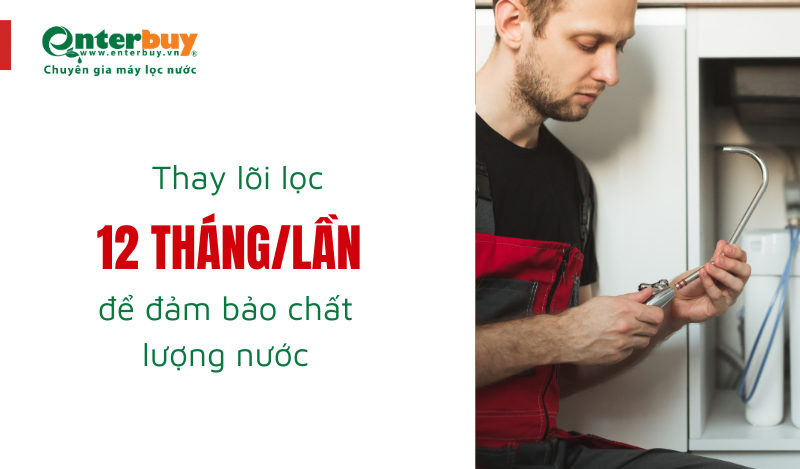 Lõi lọc cần được thay mới sau 12 tháng sử dụng