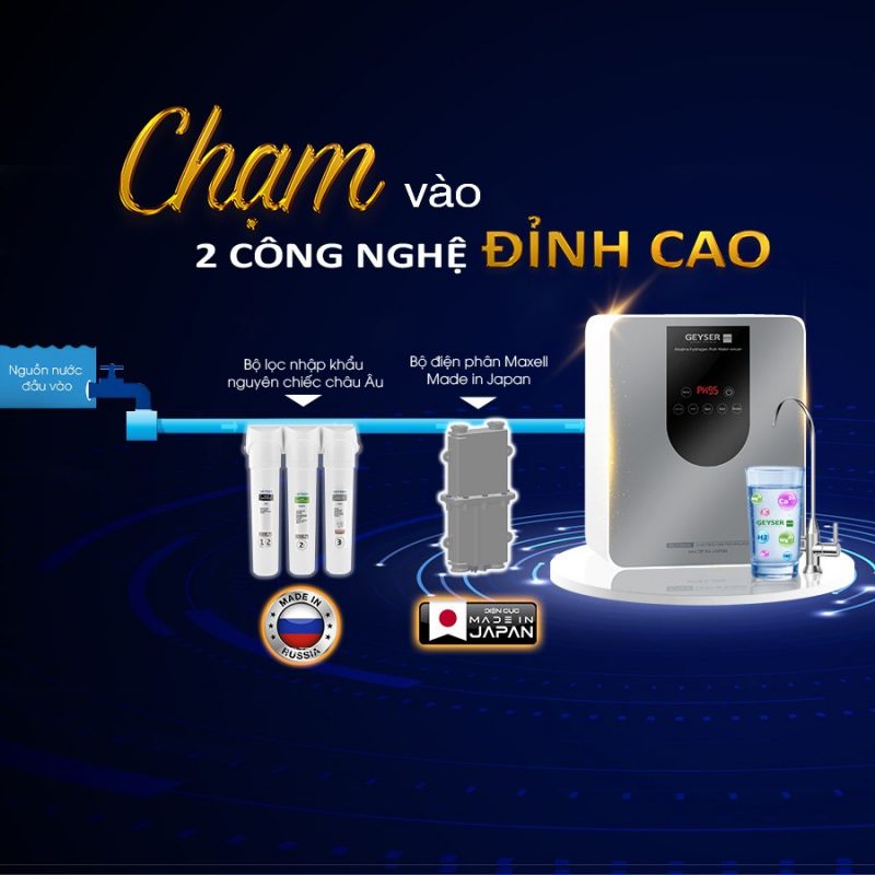 Máy lọc nước ion kiềm giàu hydro Geyser Ecotar 9 Pro