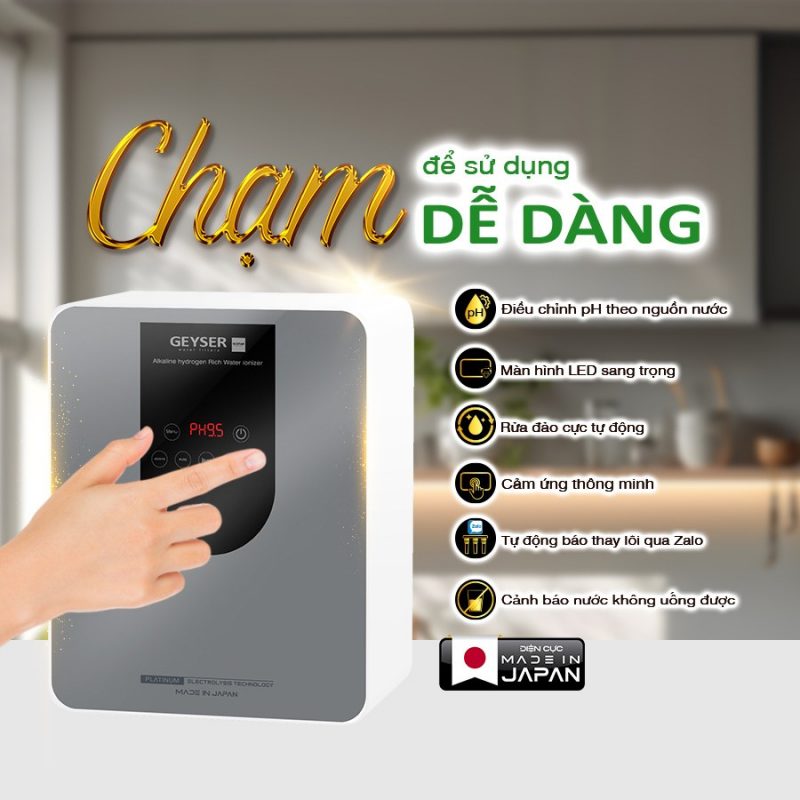 Máy lọc nước ion kiềm giàu hydro Geyser Ecotar 9 Pro