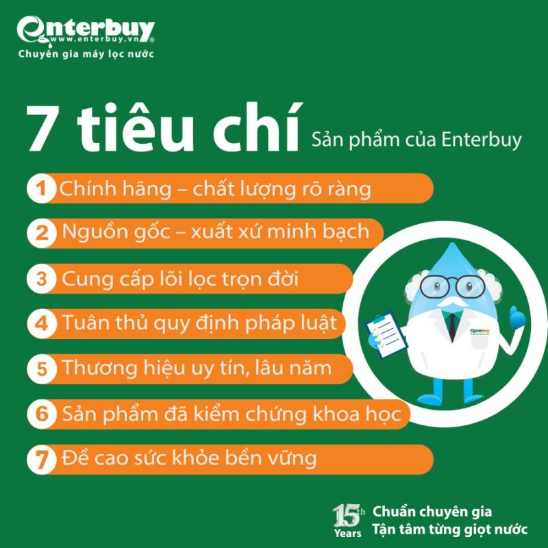 7 tiêu chí sản phẩm của máy lọc nước Enterbuy