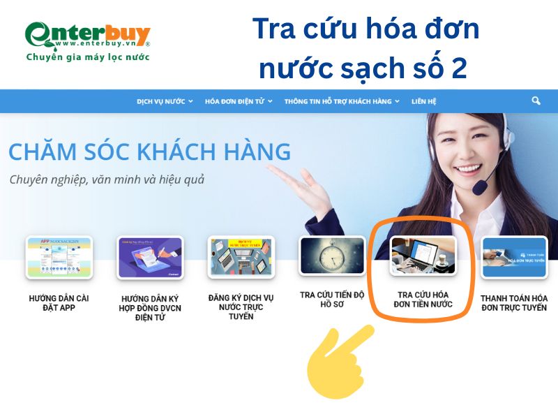 Hướng dẫn tra cứu hóa đơn nước sạch số 2 trên website