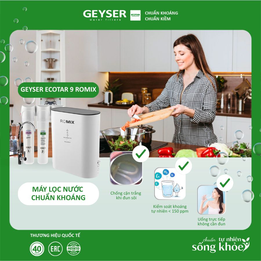 Máy lọc nước chuẩn khoáng Geyser Ecotar 9 Romix
