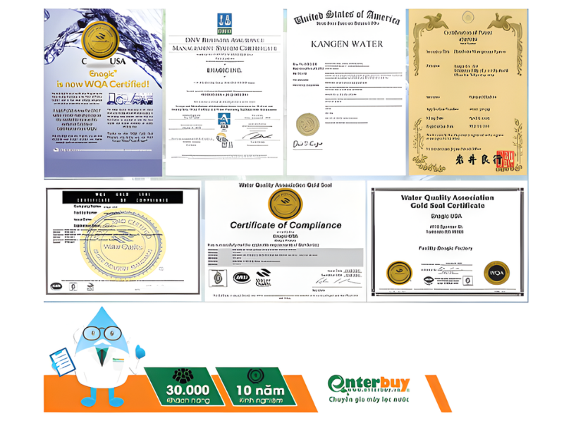 Chứng nhận quốc tế về chất lượng của Kangen