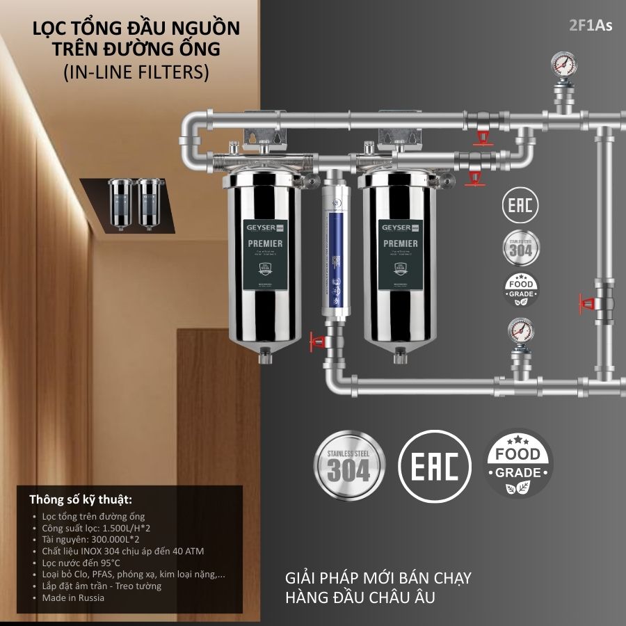 Lọc tổng đầu nguồn trên đường ống Geyser Ecotar 2F1As