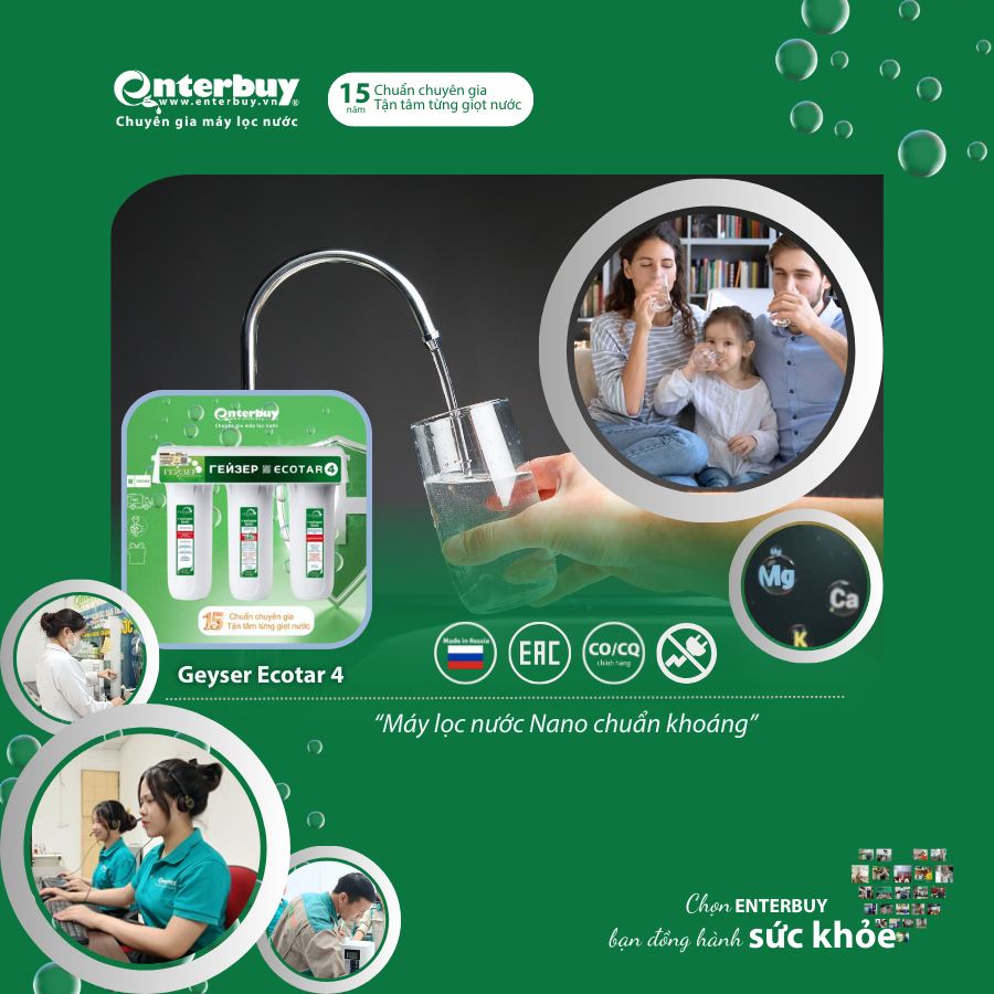 Máy lọc nước nano Geyser Ecotar 4 không cần dùng điện