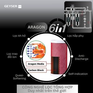 Lọc tổng đầu nguồn cho chung cư nước nóng nguội trực tiếp Geyser Ecotar 3Fs công nghệ lọc tổng hợp Aragon 6 in 1