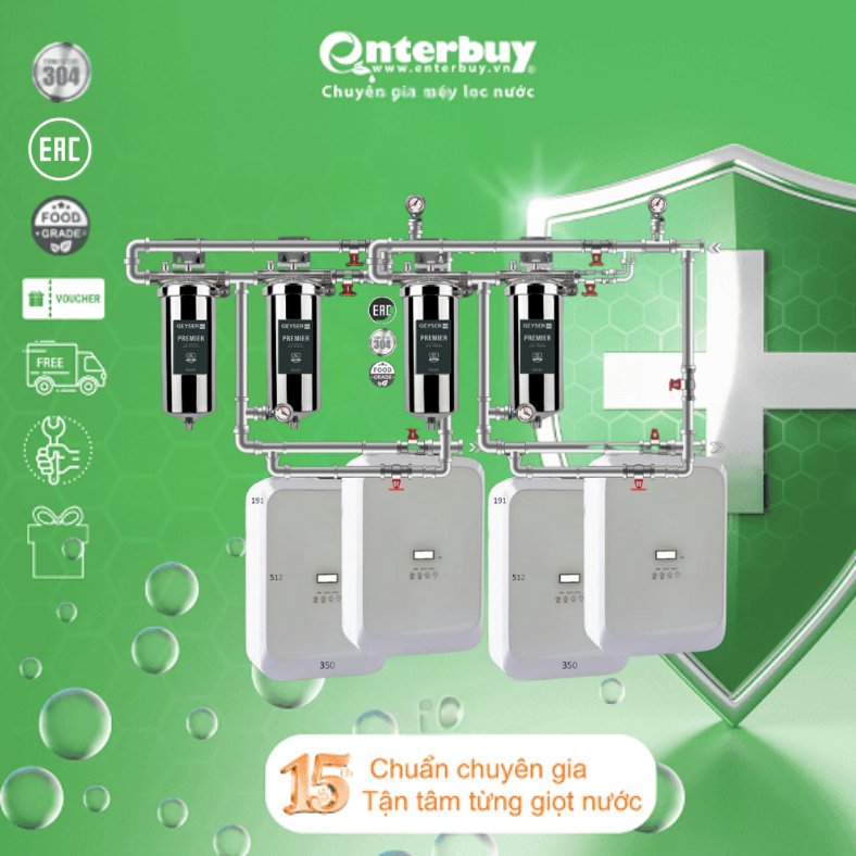 Lọc tổng đầu nguồn âm trần cho căn hộ chung cư Penthouse Geyser Ecotar 4F4Ss