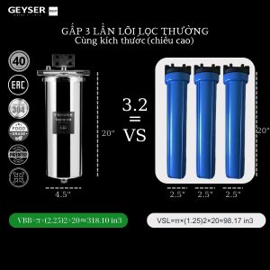 Lọc tổng đầu nguồn Geyser công suất lọc vượt trội so với các loại lọc thông thường