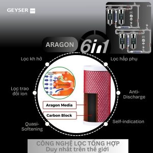 Lọc tổng đầu nguồn âm trần cao cấp dành cho Penthouse Geyser Ecotar 4F4As sử dụng công nghệ tổng hợp Aragon 6 in 1