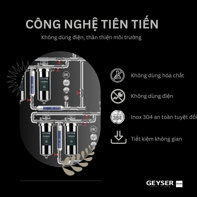 Lọc tổng đầu nguồn âm trần chất lượng cho Penthouse Geyser Ecotar 4F4As