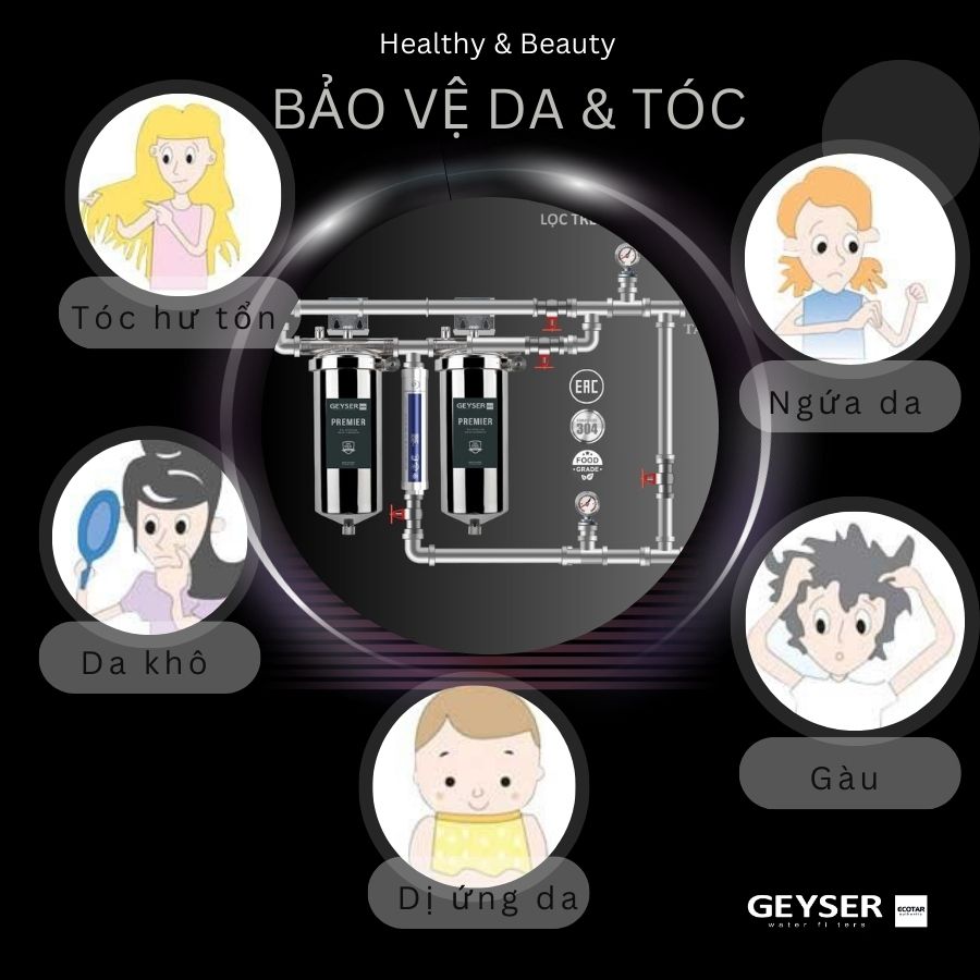 Lọc tổng đầu nguồn âm trần cho chung cư 2F1As bảo vệ da và tóc hiệu quả