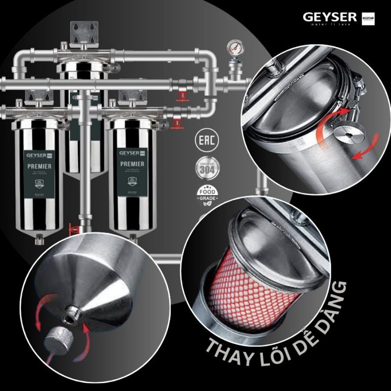 Lọc tổng đầu nguồn âm trần cho căn hộ chung cư Geyser Ecotar 2F1As