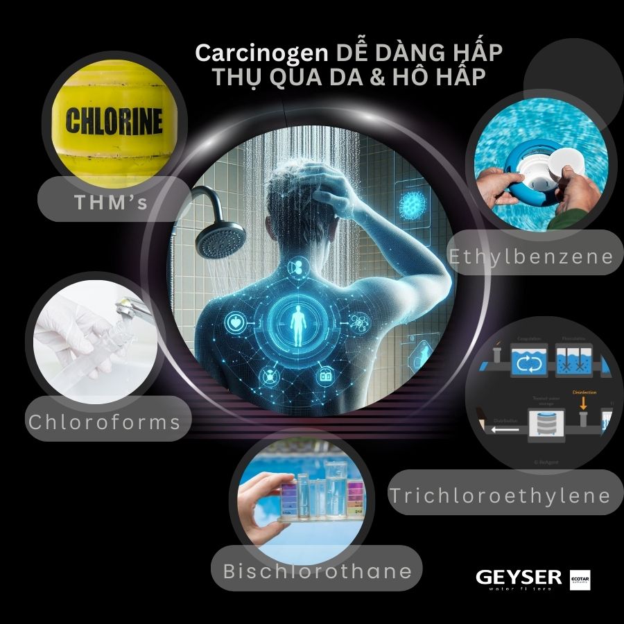 Các tác nhân gây ung thư dễ dàng xâm nhập vào cơ thể qua da và hệ hô hấp, đặc biệt khi chúng ta tắm