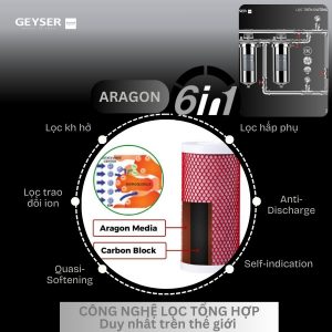 Lọc tổng đầu nguồn lắp âm trần căn hộ chung cư Geyser Ecotar 2Fs sử dụng cơ chế lọc tổng hợp Aragon 6 in 1