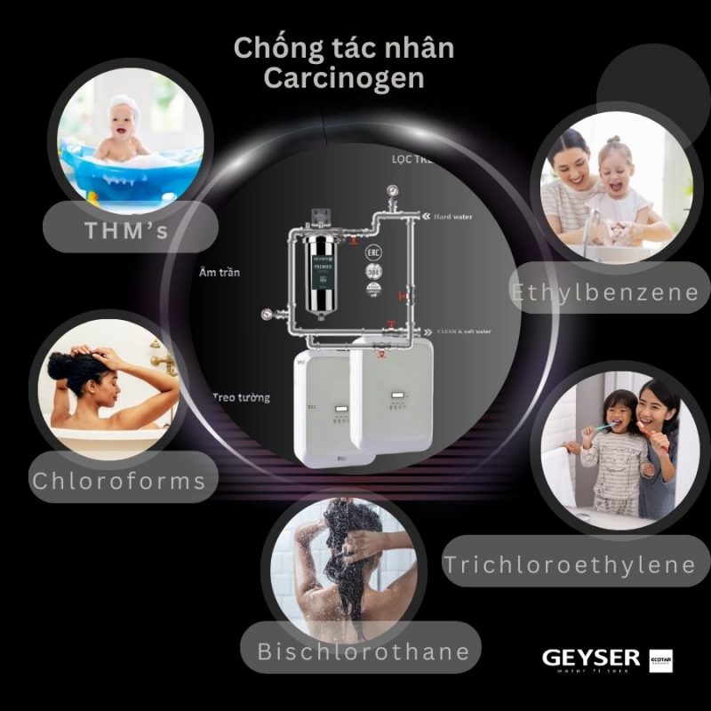 Lọc tổng đầu nguồn trên đường ống lắp âm trần cho căn hộ chung cư Geyser Ecotar 1F2Ss