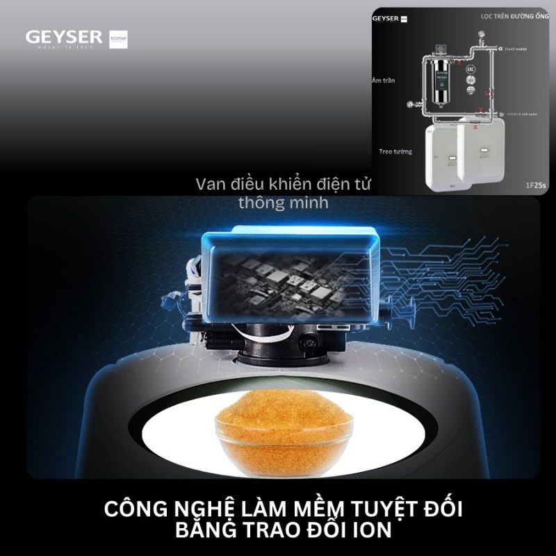 Lọc tổng đầu nguồn trên đường ống lắp âm trần cho căn hộ chung cư Geyser Ecotar 1F2Ss