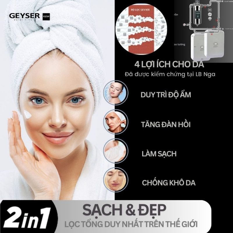Lọc tổng đầu nguồn trên đường ống lắp âm trần cho căn hộ chung cư Geyser Ecotar 1F2Ss