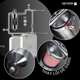 Lọc tổng đầu nguồn trên đường ống lắp âm trần cho căn hộ chung cư Geyser Ecotar 1F2Ss