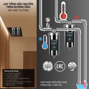 Lọc tổng đầu nguồn Geyser Ecotar lắp âm trần căn hộ chung cư