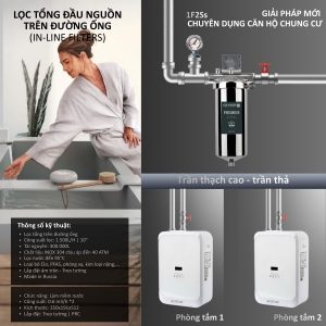 Lọc tổng trên đường ống Geyser Ecotar 1F2Ss lắp âm trần