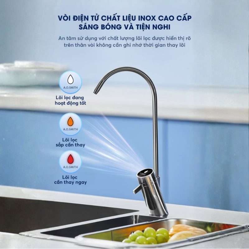 Máy lọc nước A.O.Smith X1000 để gầm chất lượng tuổi thọ lõi lọc cao nhất hiện nay
