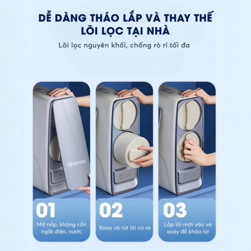 Máy lọc nước A.O.Smith X1000 để gầm chất lượng tuổi thọ lõi lọc cao nhất hiện nay
