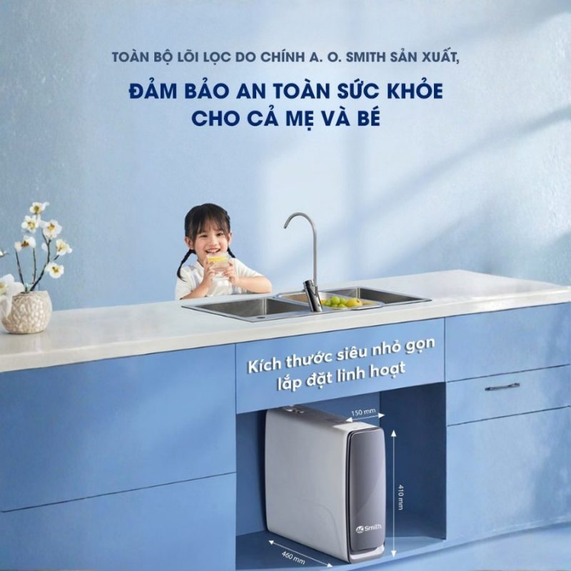 Máy lọc nước A.O.Smith X1000 để gầm chất lượng tuổi thọ lõi lọc cao nhất hiện nay