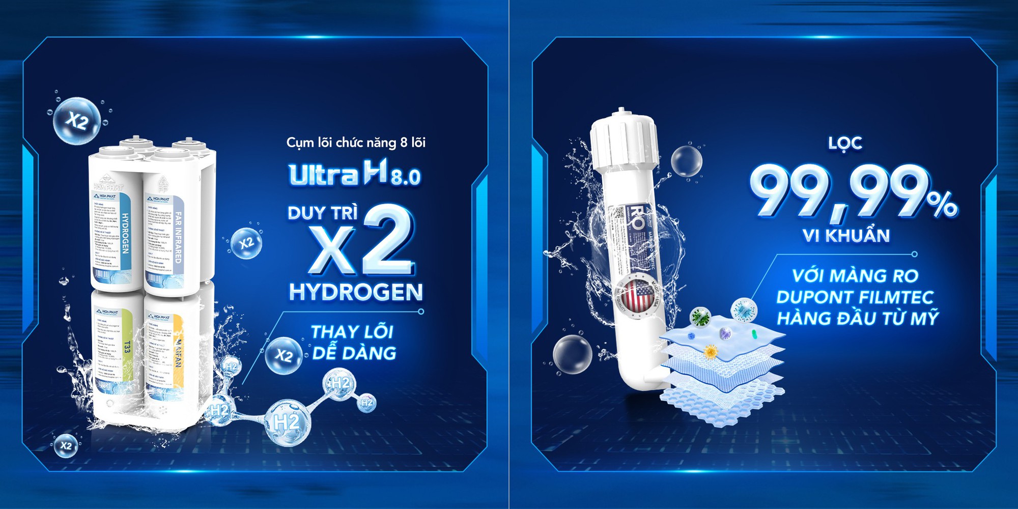 Máy lọc nước Hòa Phát có công suất lọc vượt trội và các tính năng thông minh