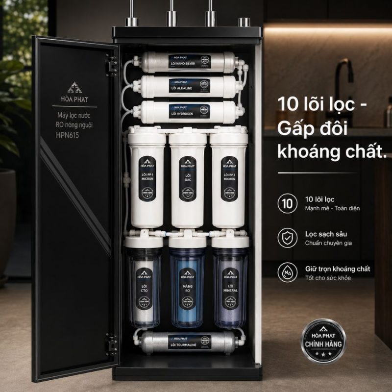 Máy lọc nước RO nóng nguội Hòa Phát HPN615