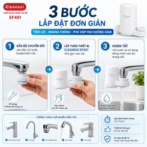 3 bước lắp đặt đơn giản của Cleansui EF401