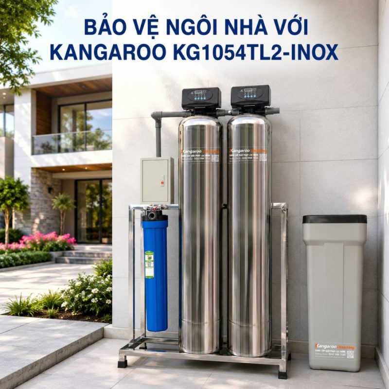 Bộ lọc tổng đầu nguồn gia đình KG1054TL2-INOX, Van tự động, Xử lý Canxi